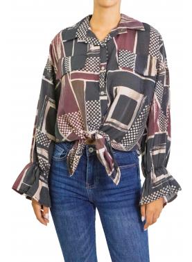 Camicia fantasia manica con volant 